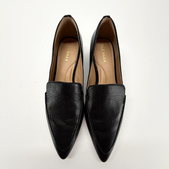 Cole Haan Vivian Black Leather Loafers Sze 7B Slip On Pointed Toe Classic Office - Picture 5 of 10
